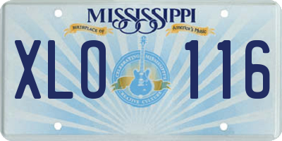 MS license plate XLO116