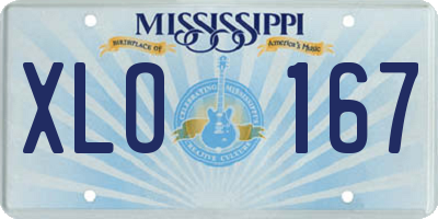 MS license plate XLO167