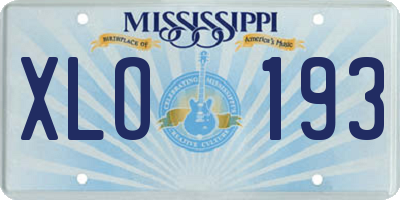 MS license plate XLO193