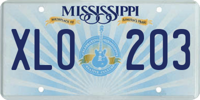 MS license plate XLO203
