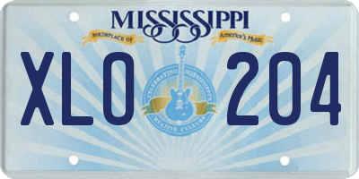 MS license plate XLO204