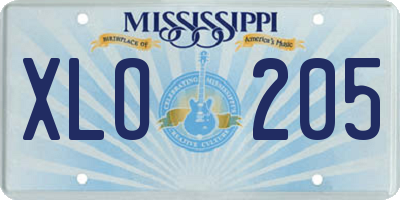 MS license plate XLO205
