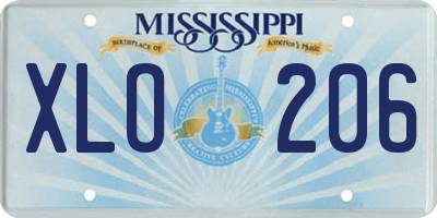 MS license plate XLO206