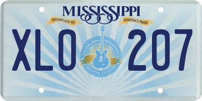MS license plate XLO207