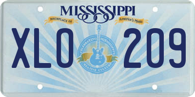 MS license plate XLO209