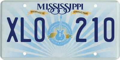 MS license plate XLO210