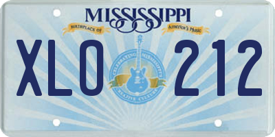 MS license plate XLO212