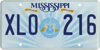 MS license plate XLO216