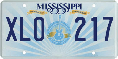 MS license plate XLO217