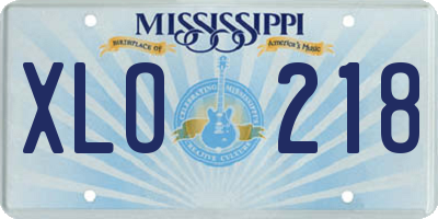 MS license plate XLO218