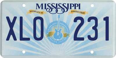 MS license plate XLO231