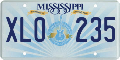 MS license plate XLO235