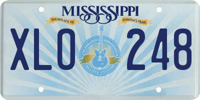 MS license plate XLO248