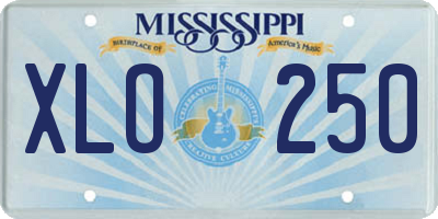 MS license plate XLO250
