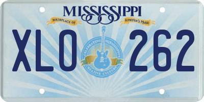MS license plate XLO262