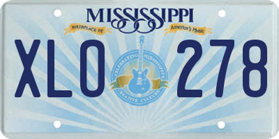 MS license plate XLO278