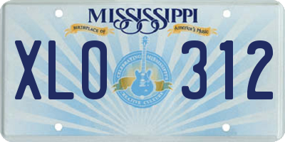 MS license plate XLO312