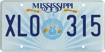 MS license plate XLO315