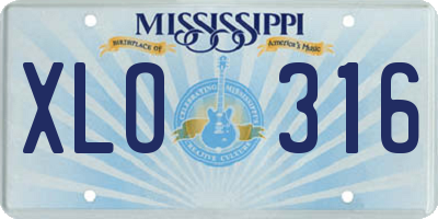 MS license plate XLO316