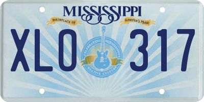 MS license plate XLO317