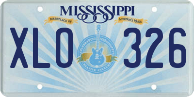 MS license plate XLO326