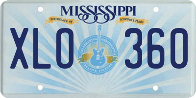 MS license plate XLO360