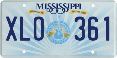 MS license plate XLO361