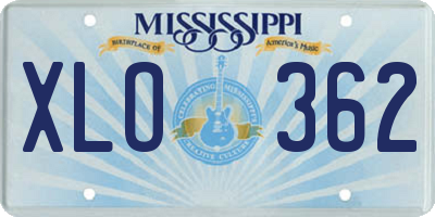 MS license plate XLO362