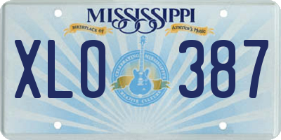 MS license plate XLO387