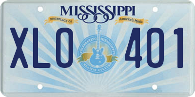 MS license plate XLO401