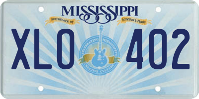 MS license plate XLO402