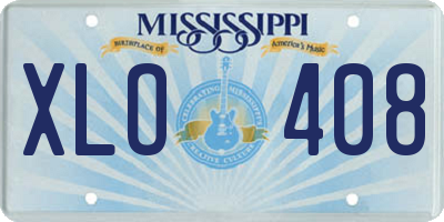 MS license plate XLO408