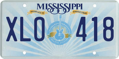 MS license plate XLO418