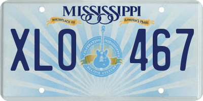 MS license plate XLO467