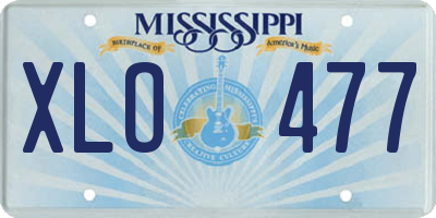 MS license plate XLO477