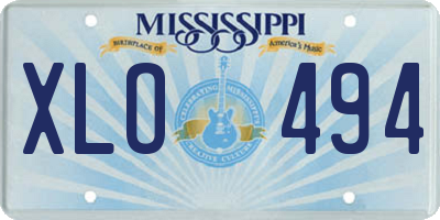 MS license plate XLO494