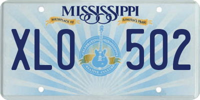 MS license plate XLO502