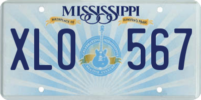 MS license plate XLO567