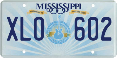 MS license plate XLO602