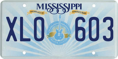 MS license plate XLO603