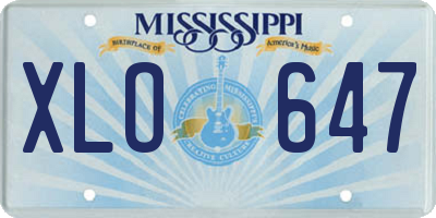 MS license plate XLO647