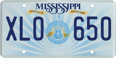 MS license plate XLO650
