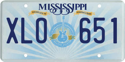 MS license plate XLO651