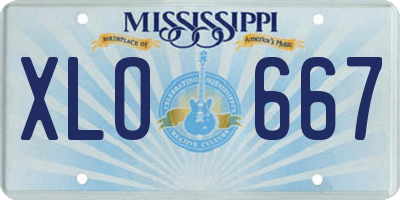 MS license plate XLO667
