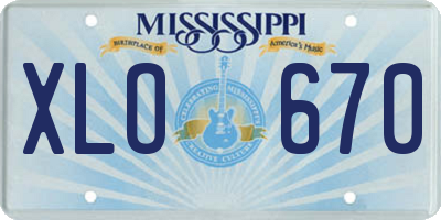 MS license plate XLO670