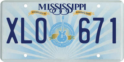 MS license plate XLO671