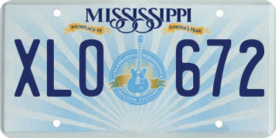 MS license plate XLO672