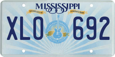 MS license plate XLO692
