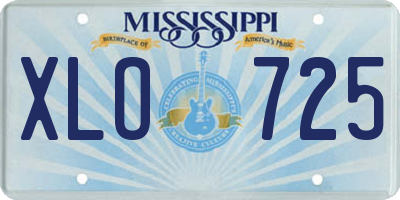 MS license plate XLO725