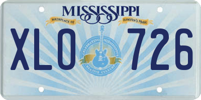 MS license plate XLO726